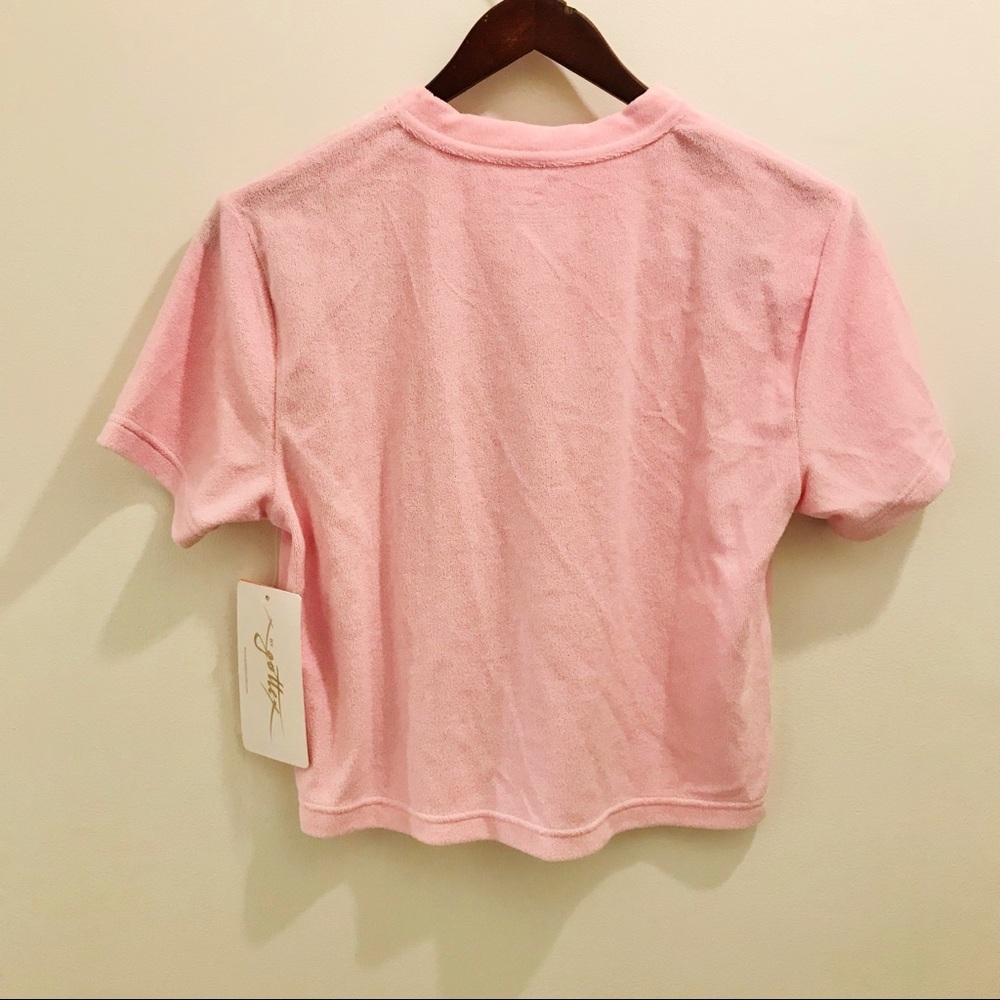 NWT X by Gottex Pink Terry Cloth Tee XS Athleisure Athletic Workout Top Shirt - Picture 4 of 10